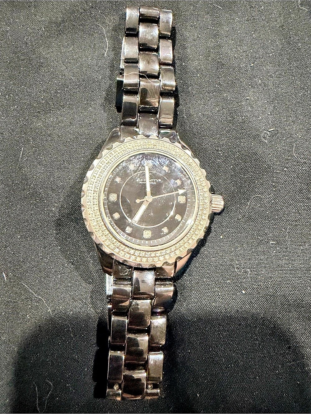 Affinity Diamond Jewelry Black Ceramic Watch Black & Silver Watch